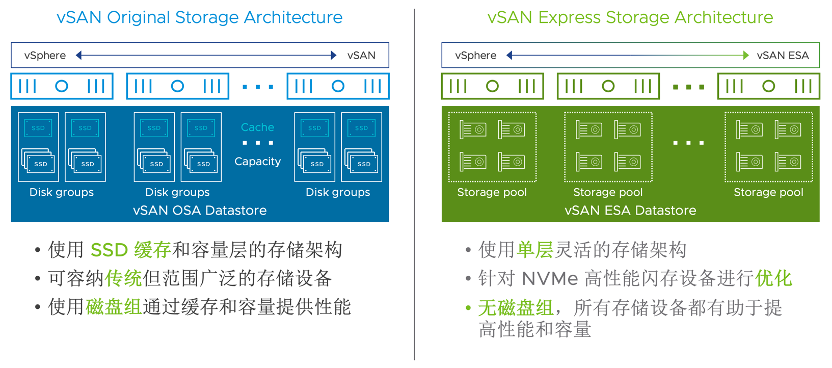 图 2. vSAN 8 中支持的两种存储架构